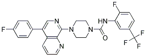 4-[5-(4-FLUOROPHENYL)-1,7-NAPHTHYRIDIN-8-YL]-N-[2-FLUORO-5-(TRIFLUOROMETHYL)PHENYL]PIPERAZINE-1-CARBOXAMIDE