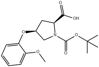 (2S,4S)-1-(TERT-BUTOXYCARBONYL)-4-(2-METHOXY-PHENOXY)-2-PYRROLIDINECARBOXYLIC ACID Structure