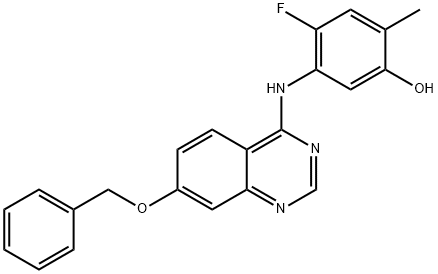5-((7-(BENZYLOXY)QUINAZOLIN-4-YL)AMINO)-4-FLUORO-2-METHYLPHENOL Struktur