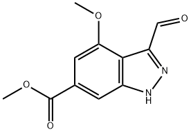 4-METHOXY-3-ALDEHYDE-(1H)INDAZOLE-6-METHYLCARBOXYLATE Struktur