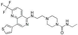 N-ETHYL-4-(2-([8-(3-THIENYL)-2-(TRIFLUOROMETHYL)-1,6-NAPHTHYRIDIN-5-YL]AMINO)ETHYL)PIPERAZINE-1-CARBOXAMIDE Struktur