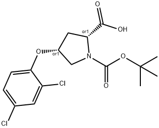 (2S,4S)-1-(TERT-BUTOXYCARBONYL)-4-(2,4-DICHLORO-PHENOXY)-2-PYRROLIDINECARBOXYLIC ACID Structure