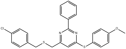 4-([(4-CHLOROBENZYL)SULFANYL]METHYL)-6-[(4-METHOXYPHENYL)SULFANYL]-2-PHENYLPYRIMIDINE Struktur