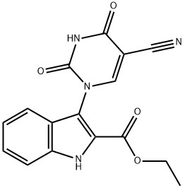 ETHYL 3-[5-CYANO-2,4-DIOXO-3,4-DIHYDRO-1(2H)-PYRIMIDINYL]-1H-INDOLE-2-CARBOXYLATE Structure