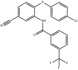 N-(2-[(4-CHLOROPHENYL)SULFANYL]-5-CYANOPHENYL)-3-(TRIFLUOROMETHYL)BENZENECARBOXAMIDE Struktur