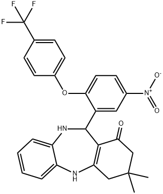 2,10-DIAZA-5,5-DIMETHYL-9-(5-NITRO-2-(4-(TRIFLUOROMETHYL)PHENOXY)PHENYL)TRICYCLO[9.4.0.0(3,8)]PENTADECA-1(15),3(8),11(12),13-TETRAEN-7-ONE Structure