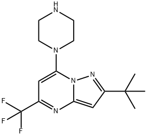 2-(TERT-BUTYL)-7-PIPERAZINO-5-(TRIFLUOROMETHYL)PYRAZOLO[1,5-A]PYRIMIDINE Struktur