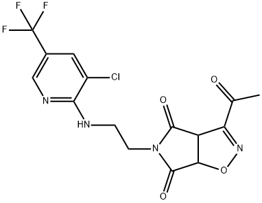 3-ACETYL-5-(2-([3-CHLORO-5-(TRIFLUOROMETHYL)-2-PYRIDINYL]AMINO)ETHYL)-3AH-PYRROLO[3,4-D]ISOXAZOLE-4,6(5H,6AH)-DIONE Struktur