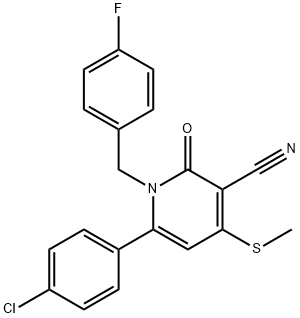 6-(4-CHLOROPHENYL)-1-(4-FLUOROBENZYL)-4-(METHYLSULFANYL)-2-OXO-1,2-DIHYDRO-3-PYRIDINECARBONITRILE Struktur