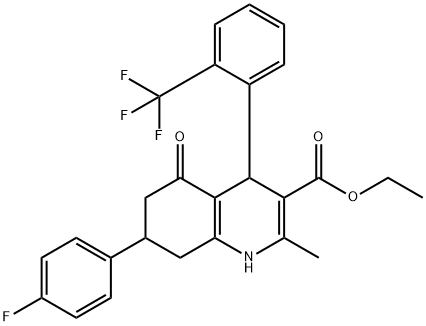 ETHYL 7-(4-FLUOROPHENYL)-2-METHYL-5-OXO-4-[2-(TRIFLUOROMETHYL)PHENYL]-1,4,5,6,7,8-HEXAHYDRO-3-QUINOLINECARBOXYLATE Struktur