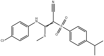 3-((4-CHLOROPHENYL)AMINO)-2-((4-(ISOPROPYL)PHENYL)SULFONYL)-3-METHYLTHIOPROP-2-ENENITRILE|