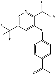 3-(4-ACETYLPHENOXY)-5-(TRIFLUOROMETHYL)-2-PYRIDINECARBOXAMIDE Struktur