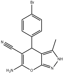 6-AMINO-4-(4-BROMOPHENYL)-3-METHYL-4H-PYRANO[3,2-D]PYRAZOLE-5-CARBONITRILE Struktur