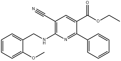 ETHYL 5-CYANO-6-[(2-METHOXYBENZYL)AMINO]-2-PHENYLNICOTINATE Struktur