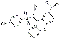 2-((4-CHLOROPHENYL)SULFONYL)-3-(5-NITRO-2-(2-PYRIDYLTHIO)PHENYL)PROP-2-ENENITRILE