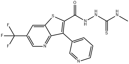 N-METHYL-2-([3-(3-PYRIDINYL)-6-(TRIFLUOROMETHYL)THIENO[3,2-B]PYRIDIN-2-YL]CARBONYL)-1-HYDRAZINECARBOTHIOAMIDE Structure