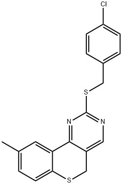 2-[(4-CHLOROBENZYL)SULFANYL]-9-METHYL-5H-THIOCHROMENO[4,3-D]PYRIMIDINE Structure