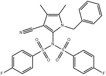 N-(1-BENZYL-3-CYANO-4,5-DIMETHYL-1H-PYRROL-2-YL)-4-FLUORO-N-[(4-FLUOROPHENYL)SULFONYL]BENZENESULFONAMIDE Struktur