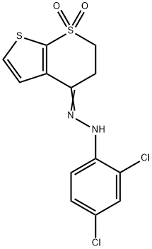 2,3-DIHYDRO-1LAMBDA6-THIENO[2,3-B]THIOPYRAN-1,1,4-TRIONE 4-[N-(2,4-DICHLOROPHENYL)HYDRAZONE] Struktur