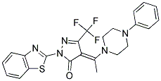 (E)-1-(BENZO[D]THIAZOL-2-YL)-4-(1-(4-PHENYLPIPERAZIN-1-YL)ETHYLIDENE)-3-(TRIFLUOROMETHYL)-1H-PYRAZOL-5(4H)-ONE Struktur