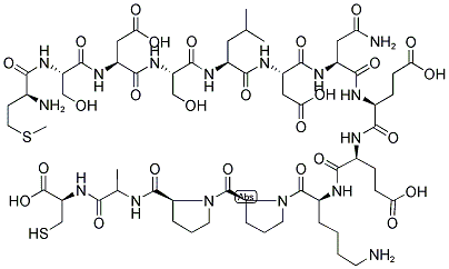H-MET-SER-ASP-SER-LEU-ASP-ASN-GLU-GLU-LYS-PRO-PRO-ALA-(CYS)-OH Structure