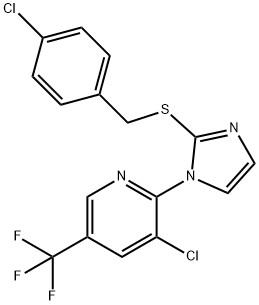 3-CHLORO-2-(2-[(4-CHLOROBENZYL)SULFANYL]-1H-IMIDAZOL-1-YL)-5-(TRIFLUOROMETHYL)PYRIDINE Struktur