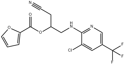 2-([3-CHLORO-5-(TRIFLUOROMETHYL)-2-PYRIDINYL]AMINO)-1-(CYANOMETHYL)ETHYL 2-FUROATE Struktur
