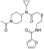 N-[2-((1-ACETYLPIPERIDIN-4-YL)CYCLOPROPYLAMINOACETYLTHIO)ETHYL]FURAN-2-CARBOXAMIDE Struktur