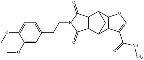 10-(3,4-DIMETHOXYPHENETHYL)-9,11-DIOXO-3-OXA-4,10-DIAZATETRACYCLO[5.5.1.0(2,6).0(8,12)]TRIDEC-4-ENE-5-CARBOHYDRAZIDE Struktur