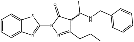 (4E)-2-(1,3-BENZOTHIAZOL-2-YL)-4-[1-(BENZYLAMINO)ETHYLIDENE]-5-PROPYL-2,4-DIHYDRO-3H-PYRAZOL-3-ONE Struktur