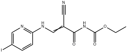 ETHYL N-(2-CYANO-3-[(5-IODO-2-PYRIDINYL)AMINO]ACRYLOYL)CARBAMATE Struktur