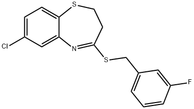 7-CHLORO-2,3-DIHYDRO-1,5-BENZOTHIAZEPIN-4-YL 3-FLUOROBENZYL SULFIDE Struktur