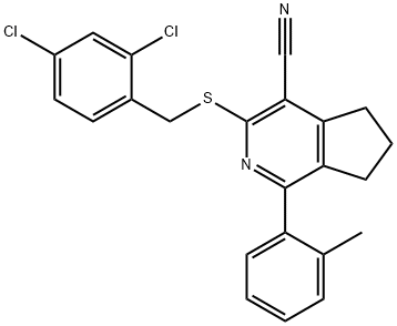 3-[(2,4-DICHLOROBENZYL)SULFANYL]-1-(2-METHYLPHENYL)-6,7-DIHYDRO-5H-CYCLOPENTA[C]PYRIDINE-4-CARBONITRILE Struktur
