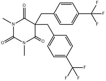 1,3-DIMETHYL-5,5-BIS[4-(TRIFLUOROMETHYL)BENZYL]-2,4,6(1H,3H,5H)-PYRIMIDINETRIONE Struktur