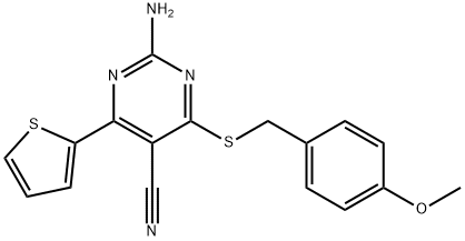 2-AMINO-4-[(4-METHOXYBENZYL)SULFANYL]-6-(2-THIENYL)-5-PYRIMIDINECARBONITRILE Struktur