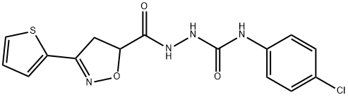 N-(4-CHLOROPHENYL)-2-([3-(2-THIENYL)-4,5-DIHYDRO-5-ISOXAZOLYL]CARBONYL)-1-HYDRAZINECARBOXAMIDE Struktur