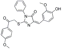 (E)-4-(4-HYDROXY-3-METHOXYBENZYLIDENE)-2-(2-(4-METHOXYPHENYL)-2-OXOETHYLTHIO)-1-PHENYL-1H-IMIDAZOL-5(4H)-ONE Structure