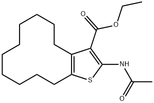 ETHYL 2-ACETAMIDO-4,5,6,7,8,9,10,11,12,13-DECAHYDRO-[1]CYCLODODECA[B]THIOPHENE-3-CARBOXYLATE Struktur