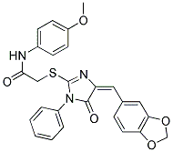 (E)-2-(4-(BENZO[D][1,3]DIOXOL-5-YLMETHYLENE)-5-OXO-1-PHENYL-4,5-DIHYDRO-1H-IMIDAZOL-2-YLTHIO)-N-(4-METHOXYPHENYL)ACETAMIDE Struktur