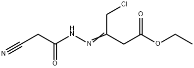 ETHYL 4-CHLORO-3-[(E)-2-(2-CYANOACETYL)HYDRAZONO]BUTANOATE Struktur