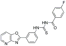 4-FLUORO-N-{[(3-[1,3]OXAZOLO[4,5-B]PYRIDIN-2-YLPHENYL)AMINO]CARBONOTHIOYL}BENZAMIDE Struktur