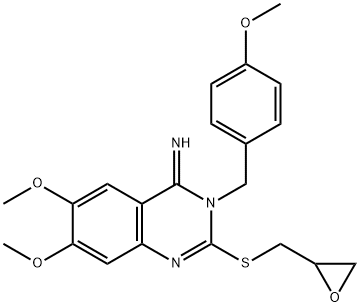 6,7-DIMETHOXY-3-(4-METHOXYBENZYL)-2-[(2-OXIRANYLMETHYL)SULFANYL]-4(3H)-QUINAZOLINIMINE Struktur