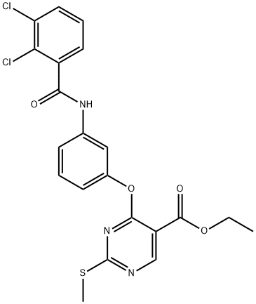 ETHYL 4-(3-[(2,3-DICHLOROBENZOYL)AMINO]PHENOXY)-2-(METHYLSULFANYL)-5-PYRIMIDINECARBOXYLATE Struktur