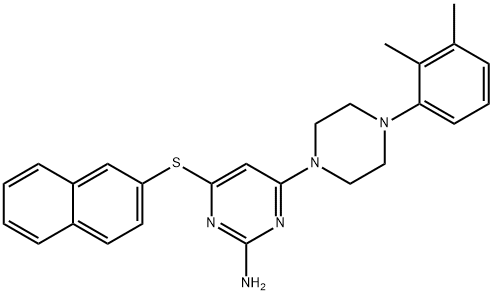 4-[4-(2,3-DIMETHYLPHENYL)PIPERAZINO]-6-(2-NAPHTHYLSULFANYL)-2-PYRIMIDINAMINE Struktur