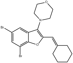 4-[5,7-DIBROMO-2-(CYCLOHEXYLIDENEMETHYL)-1-BENZOFURAN-3-YL]MORPHOLINE Struktur