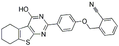 2-{[4-(4-HYDROXY-5,6,7,8-TETRAHYDRO[1]BENZOTHIENO[2,3-D]PYRIMIDIN-2-YL)PHENOXY]METHYL}BENZONITRILE Struktur