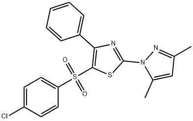 4-CHLOROPHENYL 2-(3,5-DIMETHYL-1H-PYRAZOL-1-YL)-4-PHENYL-1,3-THIAZOL-5-YL SULFONE Struktur