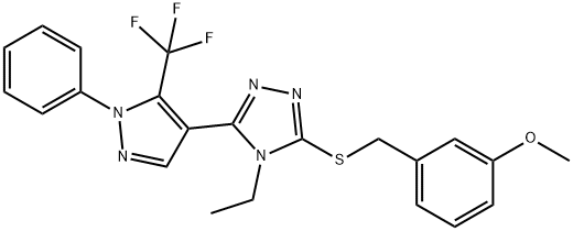 3-[((4-ETHYL-5-[1-PHENYL-5-(TRIFLUOROMETHYL)-1H-PYRAZOL-4-YL]-4H-1,2,4-TRIAZOL-3-YL)SULFANYL)METHYL]PHENYL METHYL ETHER Struktur