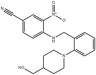 4-((2-[4-(HYDROXYMETHYL)PIPERIDINO]BENZYL)AMINO)-3-NITROBENZENECARBONITRILE Structure