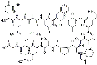 H-ARG-GLN-ALA-ASN-PHE-LEU-GLY-LYS-ILE-TRP-PRO-SER-TYR-LYS-GLY-OH Struktur